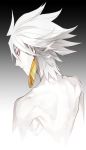 1boy bare_shoulders earrings fate/apocrypha fate_(series) jewelry lancer_of_red pale_skin red_eyes sindri single_earring solo white_hair 