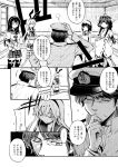  1boy 4girls admiral_(kantai_collection) bare_shoulders bow comic crossed_arms detached_sleeves elbow_gloves glasses gloves hair_bow hairband hat headgear i-401_(kantai_collection) kantai_collection kongou_(aoki_hagane_no_arpeggio) long_sleeves military military_hat military_uniform monochrome multiple_girls naval_uniform neckerchief nontraditional_miko one_eye_closed ooyodo_(kantai_collection) peaked_cap pleated_skirt sailor_collar school_uniform serafuku shimakaze_(kantai_collection) skirt swimsuit swimsuit_under_clothes translation_request uniform zepher_(makegumi_club) 
