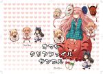  4girls apron arms_up ascot black_hair blonde_hair blue_eyes bow bubble_skirt chestnut_mouth dress drill_hair expressionless face_mask fairy_wings fang fox_mask hata_no_kokoro hirasaka_makoto long_hair long_sleeves luna_child maid_headdress mask multiple_girls obi oni_mask open_mouth pink_eyes pink_hair puffy_short_sleeves puffy_sleeves red_dress red_eyes sash see-through shirt short_sleeves skirt smile star_sapphire sunny_milk touhou twintails very_long_hair waist_apron white_dress wide_sleeves wings yellow_eyes 