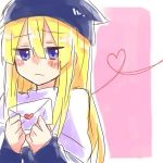  1girl blonde_hair blue_eyes blush dress letter long_hair love_letter madou_monogatari matsu_(sekaowaoneok) puyopuyo solo witch_(puyopuyo) 