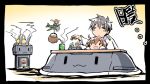  1boy 4girls :3 :d =3 =d admiral_(kantai_collection) airplane brown_hair cha_(kantai_collection) chibi cup fairy_(kantai_collection) green_eyes hiyoko_(kantai_collection) ishiki_(okota) kantai_collection kotatsu midori_(kantai_collection) multiple_girls open_mouth rashinban_musume rensouhou-chan size_difference smile table teacup teapot translation_request |_| 