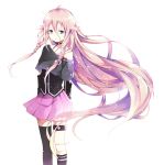  blue_eyes braids choker dress ia_(vocaloid) long_hair pink_hair sad skirt vocaloid 