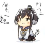  1boy 1girl admiral_(kantai_collection) commentary engiyoshi hairband kantai_collection lowres multicolored_hair out_of_frame pantyhose revision school_uniform serafuku sitting tail tail_wagging tokitsukaze_(kantai_collection) translated twintails two-tone_hair 