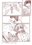  1boy 1girl admiral_(kantai_collection) alternate_costume attack book chair coat comic cup fur_trim hat i-8_(kantai_collection) kantai_collection lamppost long_hair monochrome ribbon sandwich saucer scarf sketch table twintails window yua_(checkmate) 