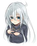  azuuru_(azure0608) blue_eyes hibiki_(kantai_collection) kantai_collection long_hair open-chest_sweater silver_hair 