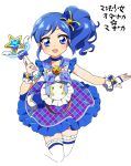  aikatsu! blue_eyes blue_hair blush dress gloves kiriya_aoi long_hair side_ponytail wand 