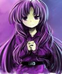 androgynous belt capelet clause coat hands_clasped len&#039;en long_hair necktie purple_hair solo violet_eyes 