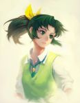  1girl :3 green_eyes green_hair highres midorikawa_nao necktie ponytail precure ribbon short_hair smile_precure! sola7764 solo 