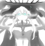  1girl :&lt; ? ajino_(sakanahen) aqua-framed_glasses bespectacled black_gloves blue_eyes bodysuit cape colored_eyelashes glasses gloves hat kantai_collection long_hair looking_at_viewer payot semi-rimless_glasses shinkaisei-kan solo tentacles under-rim_glasses white_hair white_skin wo-class_aircraft_carrier 