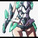  1girl angela_balzac ass back bodysuit expelled_from_paradise gauntlets head_out_of_frame labombardier! letterboxed solo 