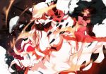  1girl blockhead_bh blurry breasts claws cleavage depth_of_field dress kantai_collection long_hair looking_at_viewer midway_hime red_eyes shinkaisei-kan solo white_dress white_hair white_skin 