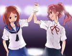  2girls multiple_girls saki saki_achiga-hen school_uniform short_hair skirt smile tagme takei_hisa 