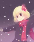  1girl 2014 alternate_costume blonde_hair dated dra outstretched_arms red_eyes rumia scarf short_hair smile solo touhou 
