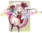  1girl blonde_hair boots bow fang flandre_scarlet hat hat_bow red_eyes santa_costume shihou_(g-o-s) side_ponytail solo touhou wings 