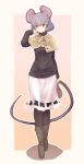  1girl alternate_costume animal_ears bag black_legwear boots capelet dra grey_hair mouse_ears mouse_tail nazrin pantyhose red_eyes short_hair skirt solo tail touhou 