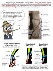  1girl all_tomorrows anatomy chalk dark_skin diagram feet giant myeongkd open_mouth speculative_evolution suit 