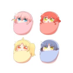  4girls ahoge baby blonde_hair blue_hair blush bocchi_the_rock! commentary_request gotoh_hitori ijichi_nijika kessoku_band kita_ikuyo long_hair multiple_girls open_mouth orange_eyes pink_hair rebecca_(keinelove) red_hair side_ponytail yamada_ryo yellow_eyes 