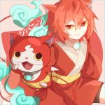  1boy animal_ears cat cat_ears character_name jibanyan male_focus personification redhead shouen_kigashi solo yellow_sclera youkai_watch 