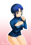  1girl blue_eyes blue_hair breasts ciel glasses hair highres melty_blood short_hair solo tsukihime type-moon 