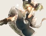  1girl asuna_(i_luv) blonde_hair boots grey_background hat holding holding_hat kirisame_marisa long_hair petticoat smile solo star touhou witch_hat yellow_eyes 