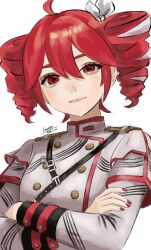  absurdres ahoge commentary_request crossed_arms drill_hair highres kasane_teto looking_at_viewer red_eyes red_hair synthesizer_v twin_drills user_fypf7334 utau 