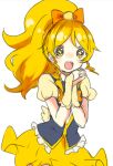  +_+ 1girl blonde_hair bow cure_honey hair_bow happinesscharge_precure! jyukariko magical_girl oomori_yuuko ponytail precure simple_background vest white_background yellow_eyes 