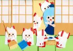  6+girls absurdres clone fujiwara_no_mokou highres kamishirasawa_keine multiple_girls paper_(medium) poru_(tohopunk) touhou 