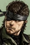  1boy bandana beard big_boss brown_hair eyepatch facial_hair fuji_(d38635s10) metal_gear_(series) metal_gear_solid_3 solo 