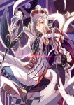  1boy blonde_hair boots broken cape chess_piece crossed_legs crown feathers looking_at_viewer magic open_mouth pawn red_eyes selenoring short_hair sitting smile solo souseiki_aster_gate wand 