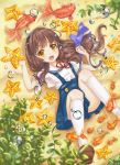 1girl brown_eyes brown_hair clannad fish goldfish highres ibuki_fuuko long_hair lying on_back orendi_laran school_uniform starfish summer_uniform