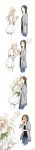  &gt;_&lt; 2girls 4koma ? artist_name black_hair blonde_hair blush comic dress full-face_blush heart highres interlocked_fingers kiss long_hair long_image multiple_girls original qiu_tong silent_comic spoken_question_mark sun_jing tall_image tanjiu tongue tongue_out white_background white_dress yuri 