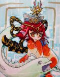  1girl ayukawa_ayu fins fish fish_girl hair_ornament head_fins highres redhead ribbon solo tagme traditional_media yellow_eyes yuu-gi-ou yuu-gi-ou_arc-v 