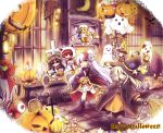  6+girls aki_minoriko aki_shizuha animal_ears asymmetrical_wings bat blonde_hair blue_hair boned_meat bow brown_hair bubble_skirt candle candy cape cat cat_ears chain cross dog eating eyeball flandre_scarlet food ghost ghost_costume green_eyes green_hair hair_bow halloween happy_halloween hat hat_ribbon hata_no_kokoro headphones headphones_around_neck heart hinanawi_tenshi hot_dog houjuu_nue jack-o&#039;-lantern kaenbyou_rin kisume komeiji_koishi komeiji_satori kouba lantern long_hair mask meat multiple_girls open_mouth pink_eyes pink_hair pumpkin purple_hair red_eyes redhead reiuji_utsuho remilia_scarlet ribbon shirt short_hair side_ponytail skirt smile sunglasses sweet_potato third_eye touhou twintails vampire_costume white_mage_(cosplay) wings witch witch_hat 