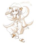  1girl bow dated dress drill_hair hat luna_child monochrome open_mouth ribbon short_hair solo tako_(plastic_protein) tears touhou wings 