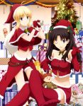  2girls absurdres christmas fate/stay_night fate_(series) highres multiple_girls official_art saber tagme winking 