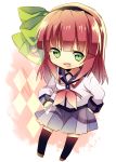  1girl angel_beats! chibi green_eyes hairband highres nishinomiya_saku purple_hair school_uniform serafuku short_hair solo thigh-highs yuri_(angel_beats!) 