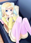  1girl aoi_usagi_(marinebluerabbit) blonde_hair blue_eyes kousaka_kirino lying ore_no_imouto_ga_konna_ni_kawaii_wake_ga_nai shorts thigh-highs 