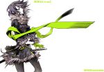  1girl black_hair dogs:_bullets_&amp;_carnage fuyumine_naoto gloves katana miwa_shirou monochrome scarf short_hair solo sword weapon 