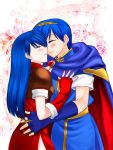  1boy 1girl 74 armor armored_dress blue_hair blush closed_eyes couple dress elbow_gloves fingerless_gloves fire_emblem fire_emblem:_mystery_of_the_emblem gloves long_hair marth sheeda tagme tiara 