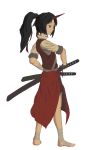  bandages highres katana konngara ponytail schmeichel20 simple_background sword touhou touhou_(pc-98) weapon white_background 
