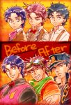  before_and_after black_hair blue_hair brown_hair child dual_persona family jojo_no_kimyou_na_bouken jonathan_joestar joseph_joestar_(young) kuujou_joutarou mago_no_te older younger 