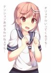  1girl blush hair_ornament i-58_(kantai_collection) jpeg_artifacts kantai_collection nagomi_no_ame pink_hair school_uniform serafuku short_hair short_sleeves simple_background solo translation_request white_background 