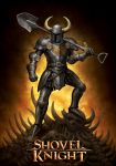  1boy absurdres armor full_armor goldendaniel helmet highres shovel shovel_knight shovel_knight_(character) skeleton skull solo worktool 