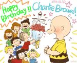  3boys 6+girls birthday black_hair blanket blonde_hair blush bouquet bow brother_and_sister brown_hair charles_schulz_(style) charlie_brown closed_eyes dress flower freckles glasses hair_bow instrument linus_van_pelt lucy_van_pelt marcie_(peanuts) multiple_boys multiple_girls open_mouth patty_(peanuts) peanuts peppermint_patty piano sally_brown schroeder shirt short_hair siblings smile snoopy striped striped_shirt uriko violet_gray 