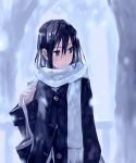  black_eyes black_hair bob_(biyonbiyon) idolmaster idolmaster_cinderella_girls scarf shibuya_rin snow 