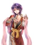  1boy braid fushigi_yuugi j-peg long_hair male_focus mole nuriko_(fushigi_yuugi) purple_hair ribbon single_braid solo yellow_eyes 