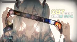  1girl aqua_eyes aqua_hair detached_sleeves film hatsune_miku long_hair rella solo twintails vocaloid 