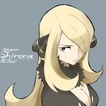  blonde_hair breasts cleavage grey_eyes hair_ornament hair_over_one_eye pokemon shirona_(pokemon) souji 
