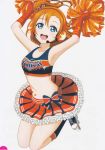  armpits blue_eyes cheerleader happy headphones kousaka_honoka love_live!_school_idol_project official_art orange_hair short_hair side_ponytail skirt 