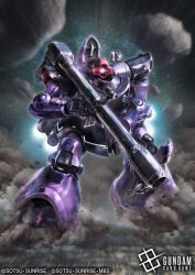  asteroid bazooka_(gundam) commentary_request copyright_notice debris glowing glowing_eye gundam gundam_card_game gundam_gquuuuuux hukutuuprunes lens_flare logo mecha mecha_focus mobile_suit no_humans official_art one-eyed realistic red_eyes rick_dom_(gquuuuuux) robot scene_reference science_fiction space star_(sky) sunrise_(company) thrusters title zeon zero_gravity 